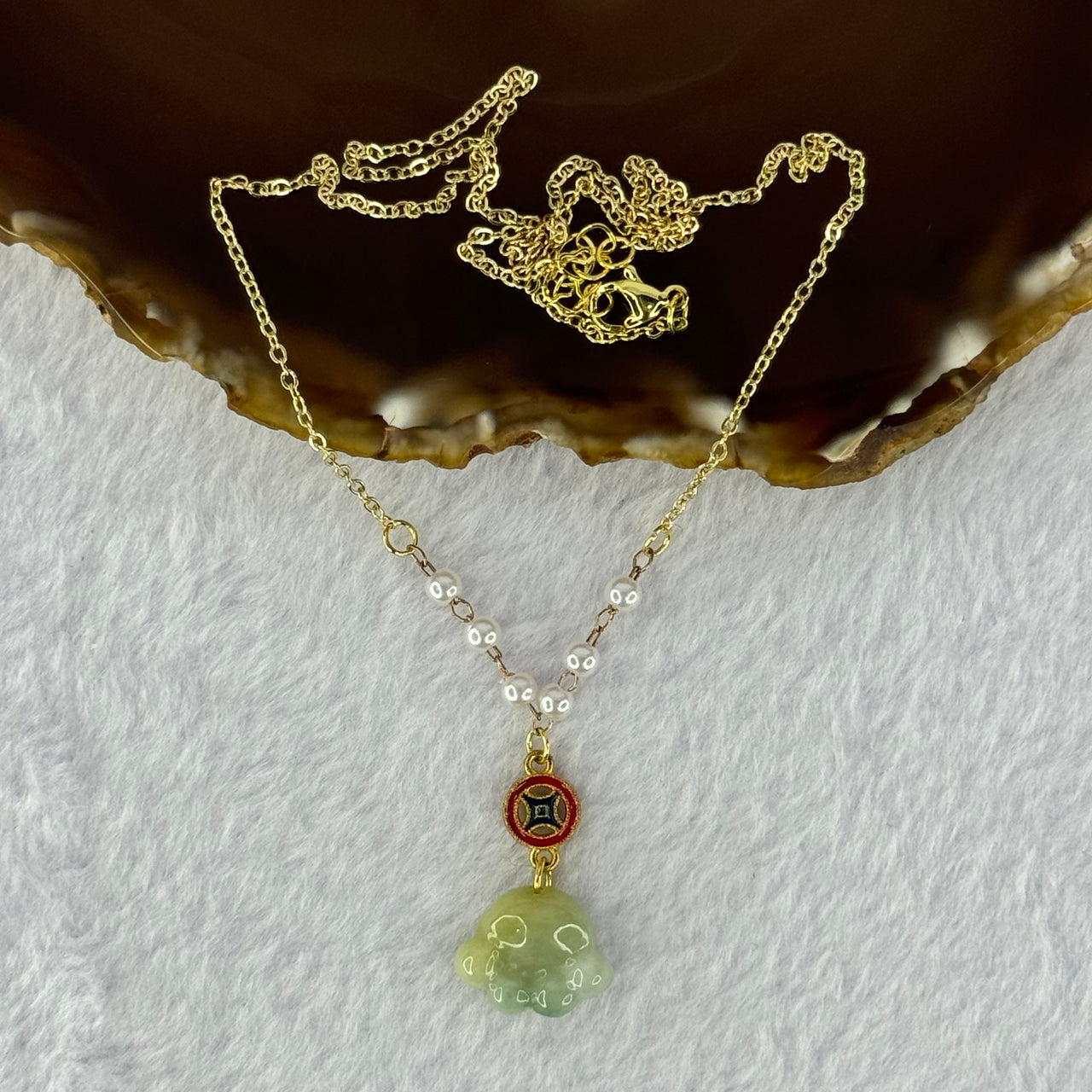 Type A Yellow Green Lavender Jadeite In Paw Necklace 5.35g 13.0 by 16.5 by 7.0mm - Huangs Jadeite and Jewelry Pte Ltd