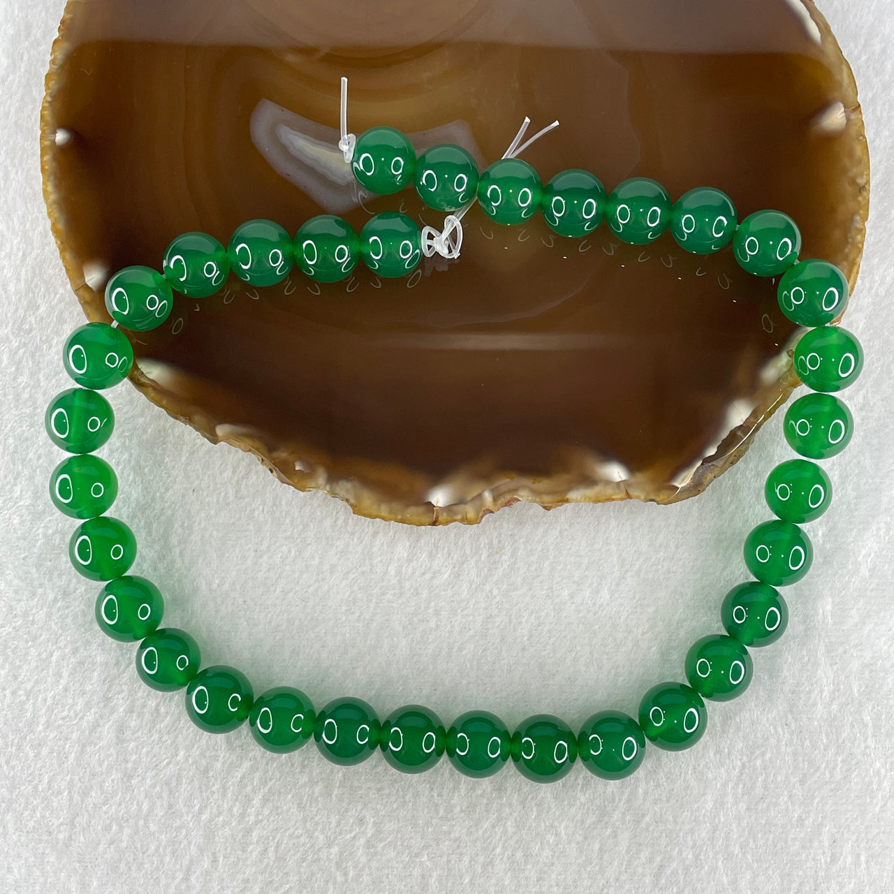 Certified Natural Green Agate Chalcedony Beads Loose Beads for Bracelet 79.62g 38cm 12.3mm 33 Beads