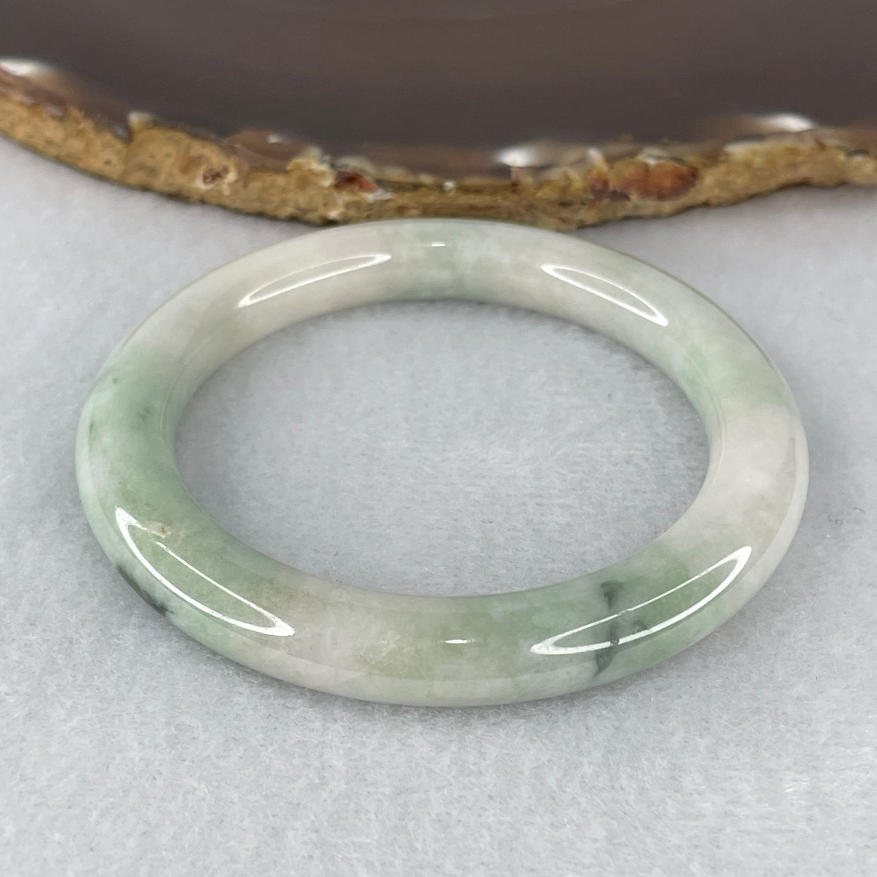 Certified Natural Type A Light Green & Green Jadeite Bangle | Unique External Rough Earth-Skin Artisan Polish | "Imperial Forest" Petite Protective Statement Armor Bangle (36.94g 8.4x9.0mm | 49.9mm Inner Diameter)