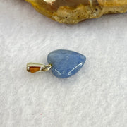 Natural Blue Aventurine Mini Heart Pendant with Sliver Clasps 0.93g 11.9 by 12.0 by 4.5mm - Huangs Jadeite and Jewelry Pte Ltd