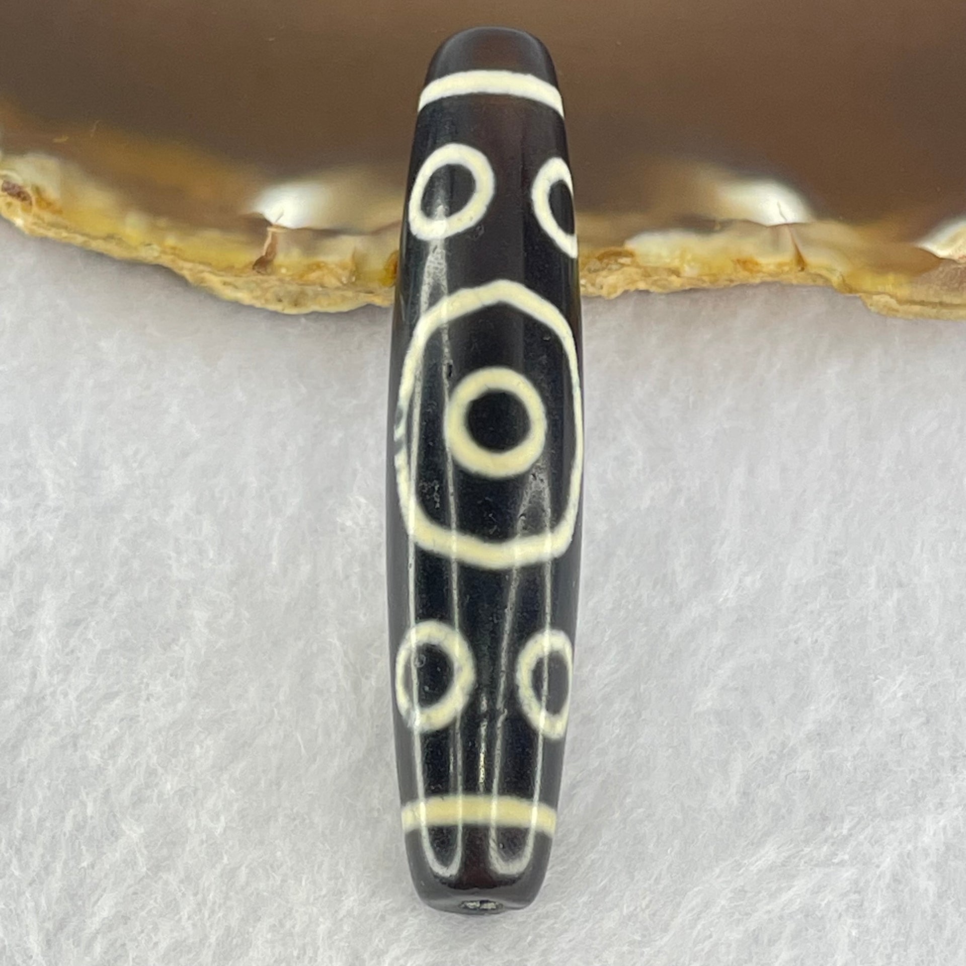 Natural Powerful Tibetan Old Oily Agate 13 Eyes Dzi Bead Heavenly Master (Tian Zhu) 十三眼天诛 14.03g 58.2 by 12.5mm - Huangs Jadeite and Jewelry Pte Ltd