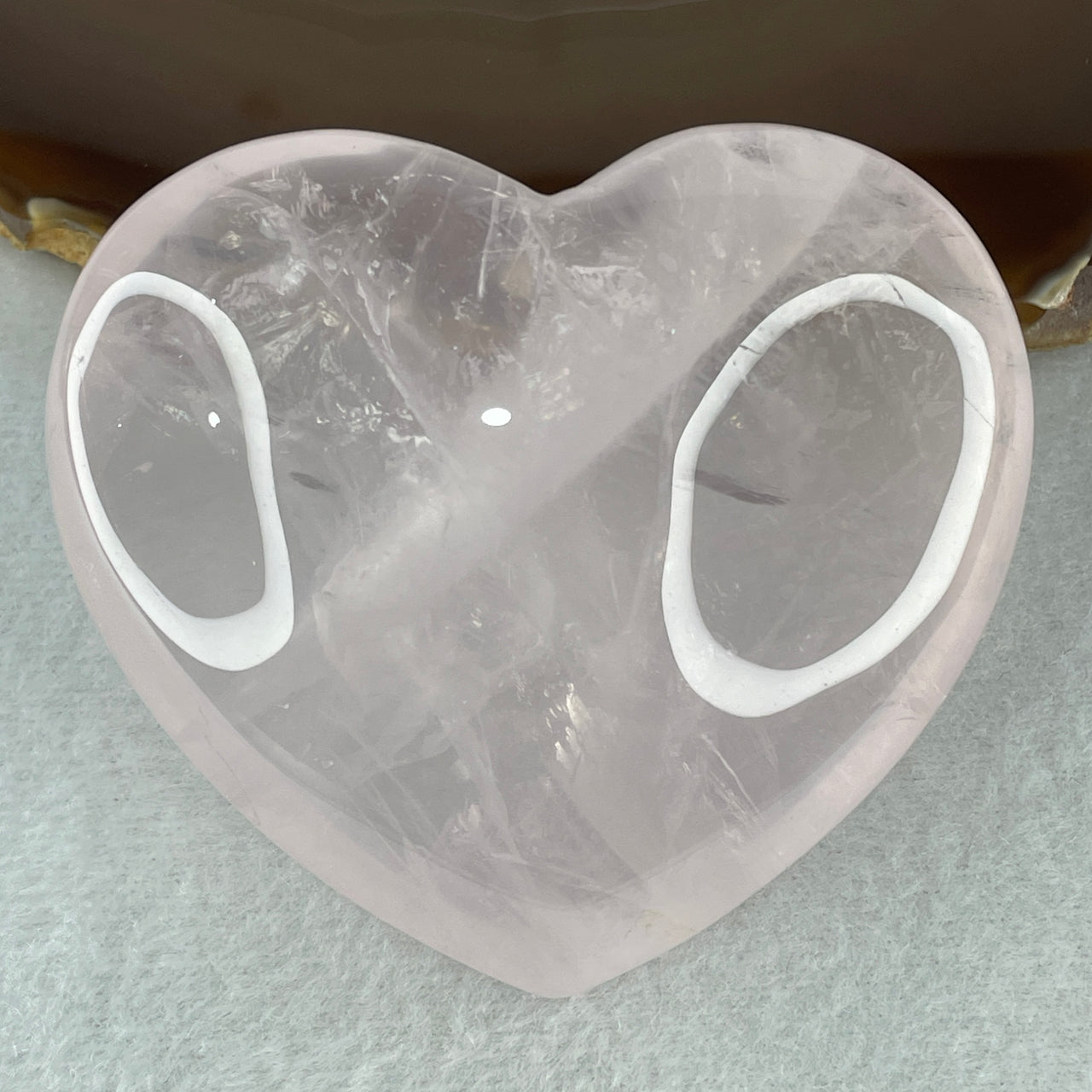 Above Average Grade Natural Rose Quartz Heart Shape Display 194.18g 67.0 by 75.5 by 29.2mm