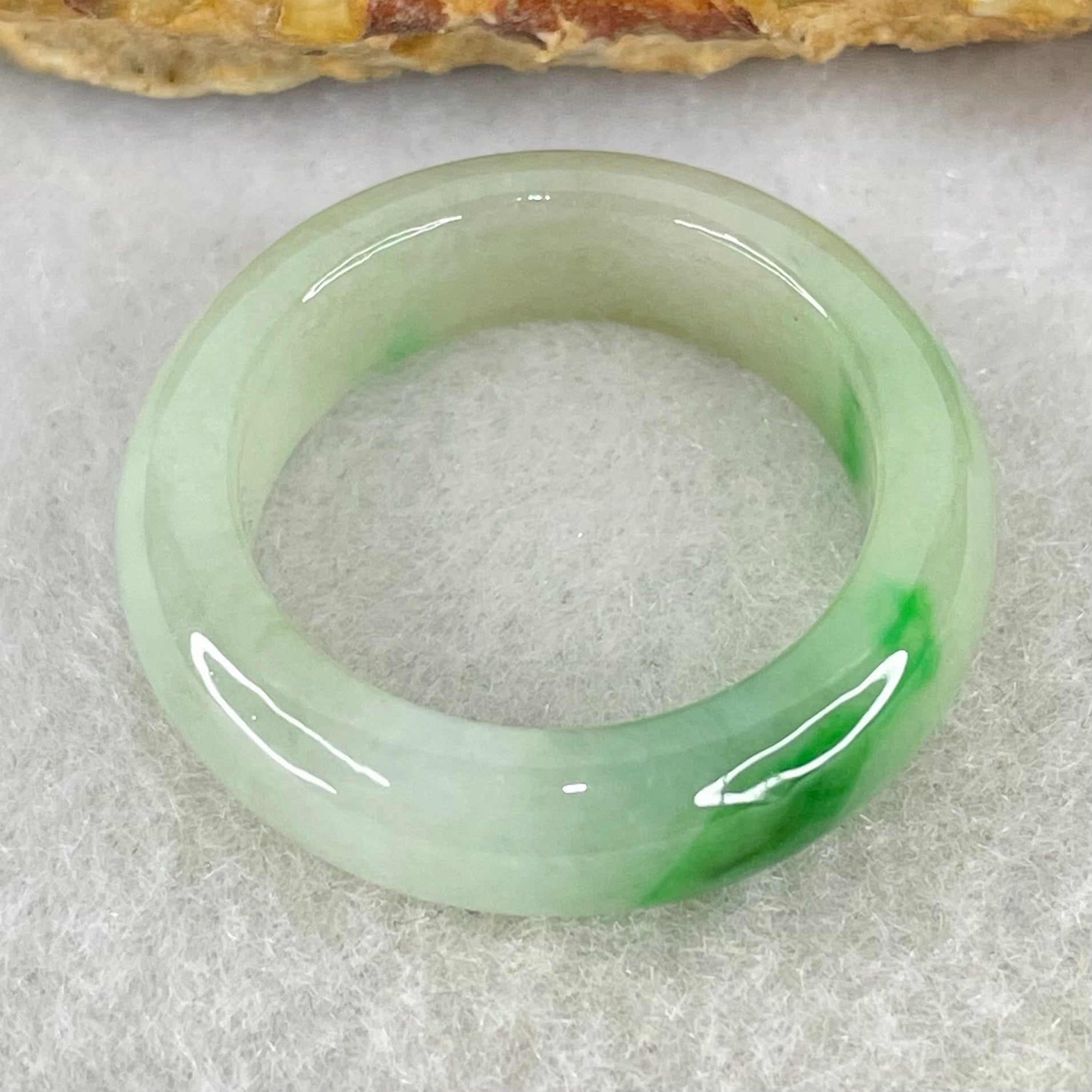 Type A Light Green with Intense Spicy Green Patch Jadeite Ring 5.11g 6.8 by 4.1mm US9 HK20 (Very Slight Internal Line) - Huangs Jadeite and Jewelry Pte Ltd
