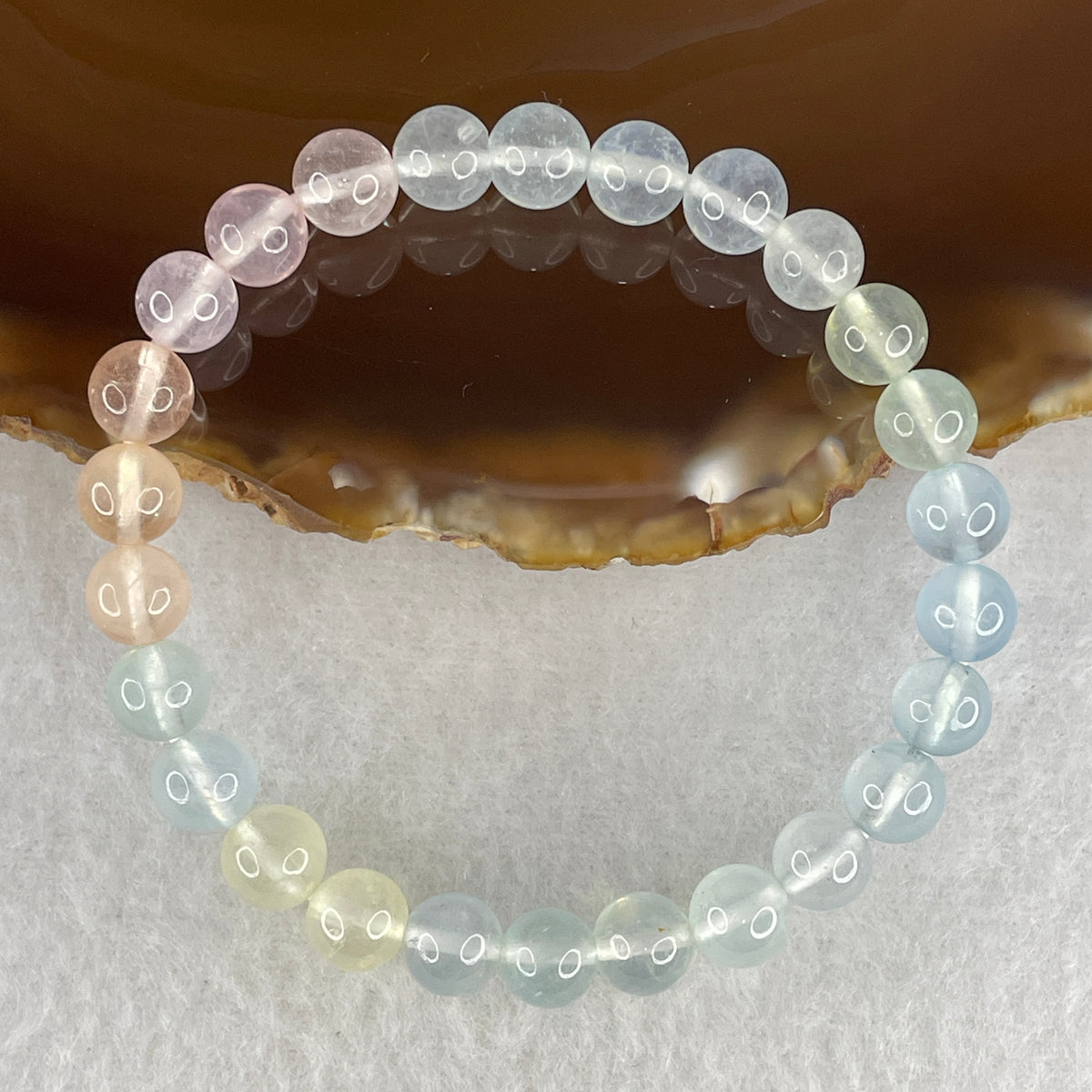 Very Very High Grade Natural Morganite Beads Bracelet | 7.3mm Pastel Divine Love Amulet (13.14g | 15.5cm Wrist | 26 Beads)