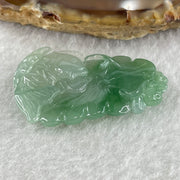Natural Type A Jelly Green with Faint Green and Emerald Green Jadeite Carp Fish on Lotus Leaf Pendant 6.34g 34.1 by 20.3 by 6.3mm - Huangs Jadeite and Jewelry Pte Ltd