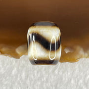 Natural Powerful Tibetan Old Oily Dark Brown with White Agate Tiger Tooth Daluo Dzi Bead Heavenly Master (Tian Zhu) 2.84g 13.7 by 10.9mm - Huangs Jadeite and Jewelry Pte Ltd