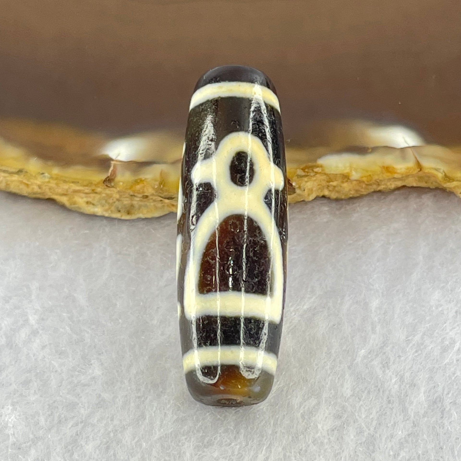 Natural Powerful Tibetan Old Oily Agate 5 Cai Shen Dzi Bead Heavenly Master (Tian Zhu) 9.19g 38.2 by 12.4mm - Huangs Jadeite and Jewelry Pte Ltd