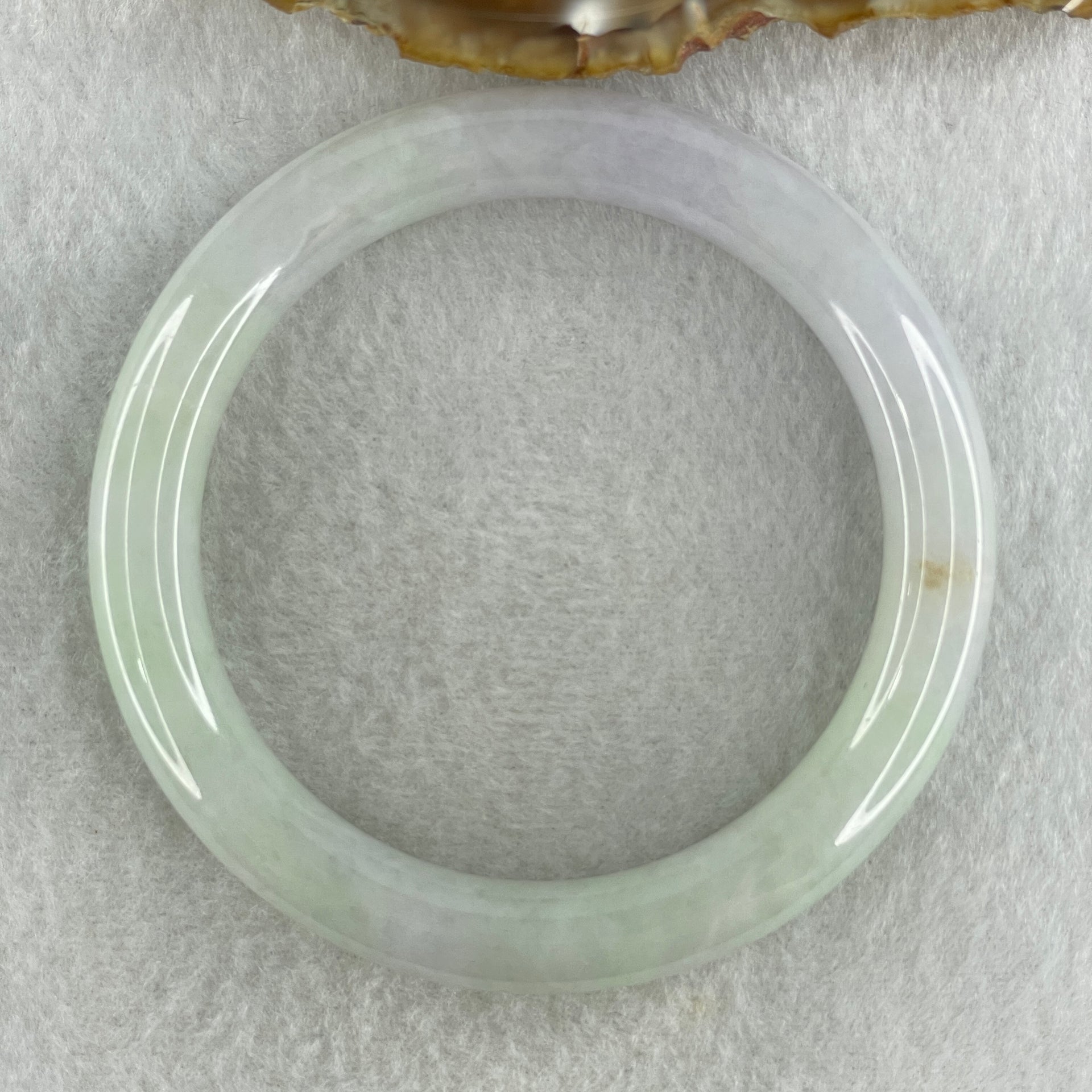 Type A Natural Jelly Light Green Light Lavender Jadeite Bangle 53.06g Inner Diameter 58.5mm 9.9 by 9.5mm (Internal Lines) - Huangs Jadeite and Jewelry Pte Ltd