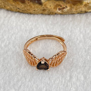 Natural Smoky Quartz in S925 Sliver Rose Gold Color Ring (Adjustable Size) 1.72g 4.7 by 4.7 by 3.0mm - Huangs Jadeite and Jewelry Pte Ltd