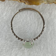 Natural Type A Semi Icy Faint Green Jadeite Oval Shape Cabouchon in S925 Silver Ring (Adjustable Size) 1.47g 7.4 by 6.5 by 4.5mm - Huangs Jadeite and Jewelry Pte Ltd