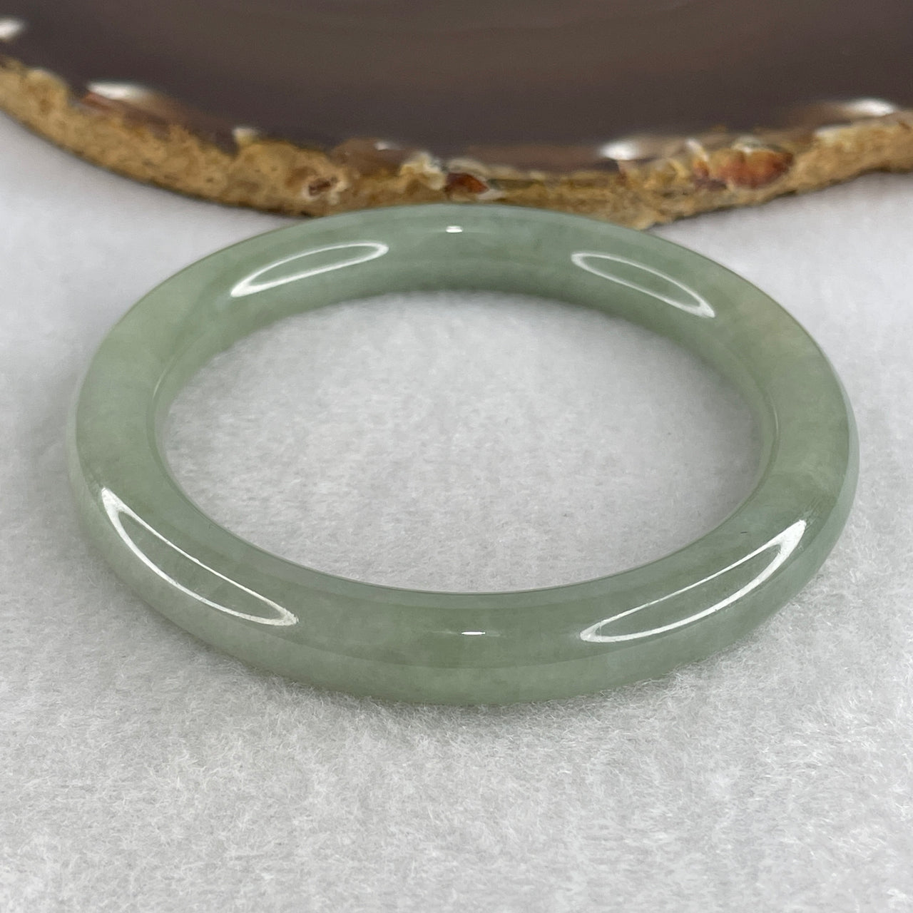 56.5mm Genuine Type A Jadeite Bangle - Light Green Natural Jadeite Jewelry - 45.01g Certified Untreated Large Jade Bracelet 9.2x9.1mm (Very Very Slight Internal Lines)