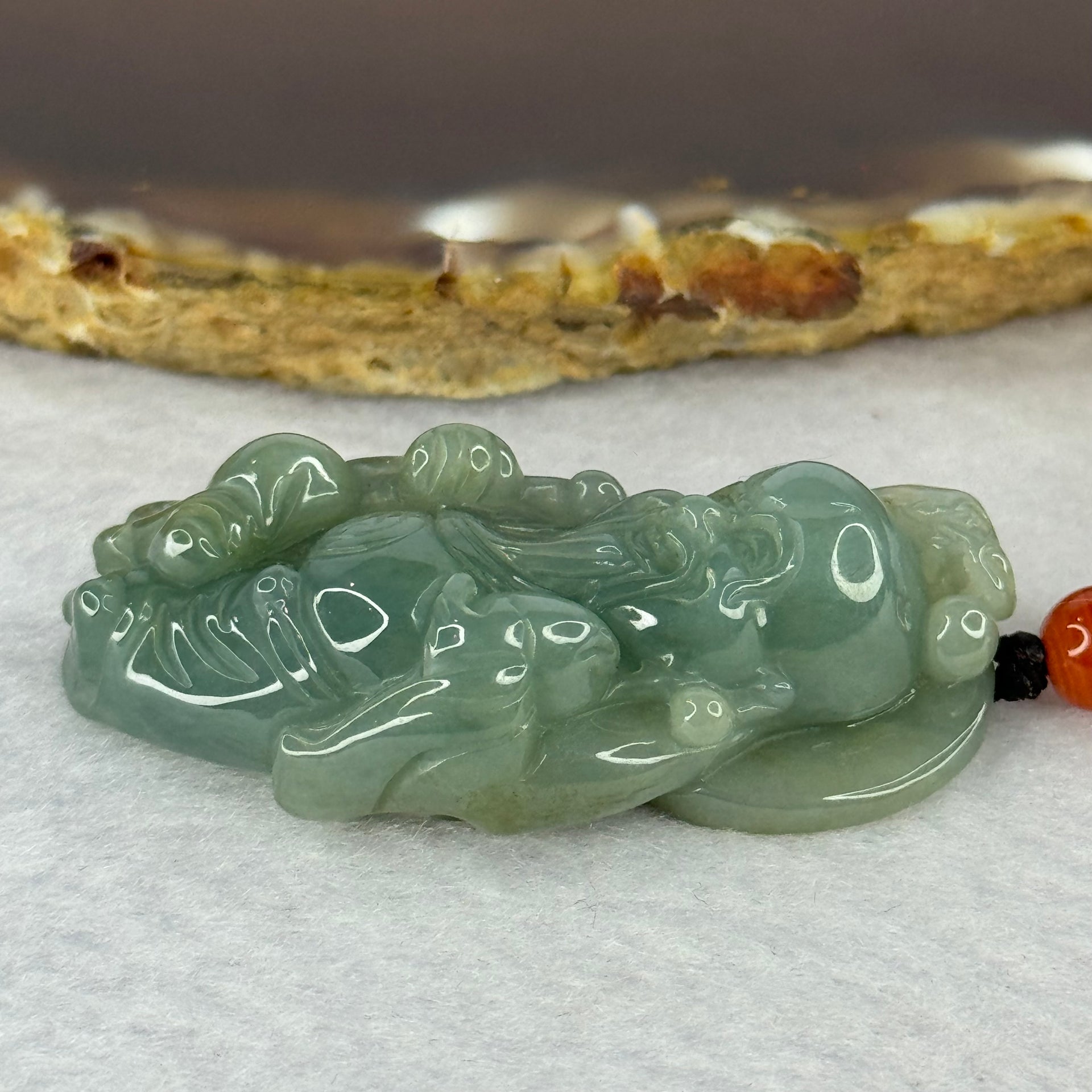Type A Blueish Green Jadeite Shou Xing Gong Pendant for Longevity and Good Health 蓝水翡翠寿星公牌20.73g 45.3 by 21.7 13.3mm - Huangs Jadeite and Jewelry Pte Ltd