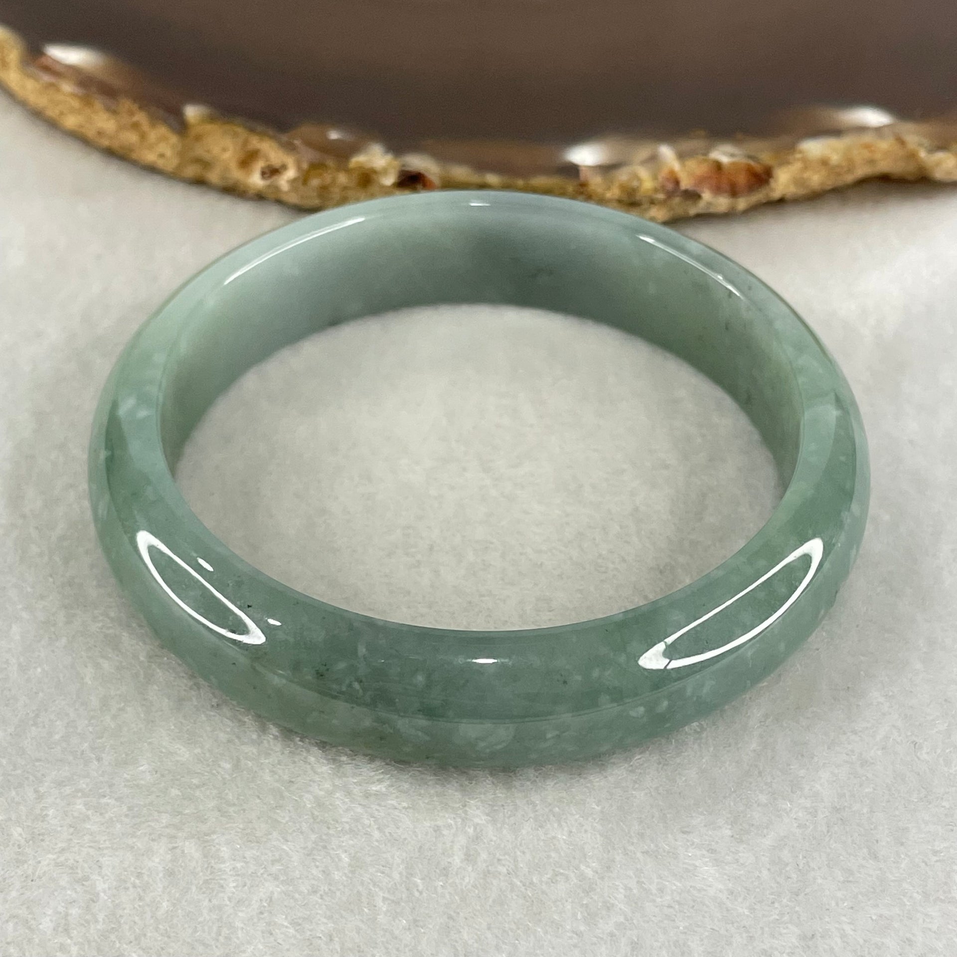Type A Blueish Green Jadeite Bangle 48.91g Inner Diameter 57.1mm 12.9 by 7.2mm (Internal Line) - Huangs Jadeite and Jewelry Pte Ltd