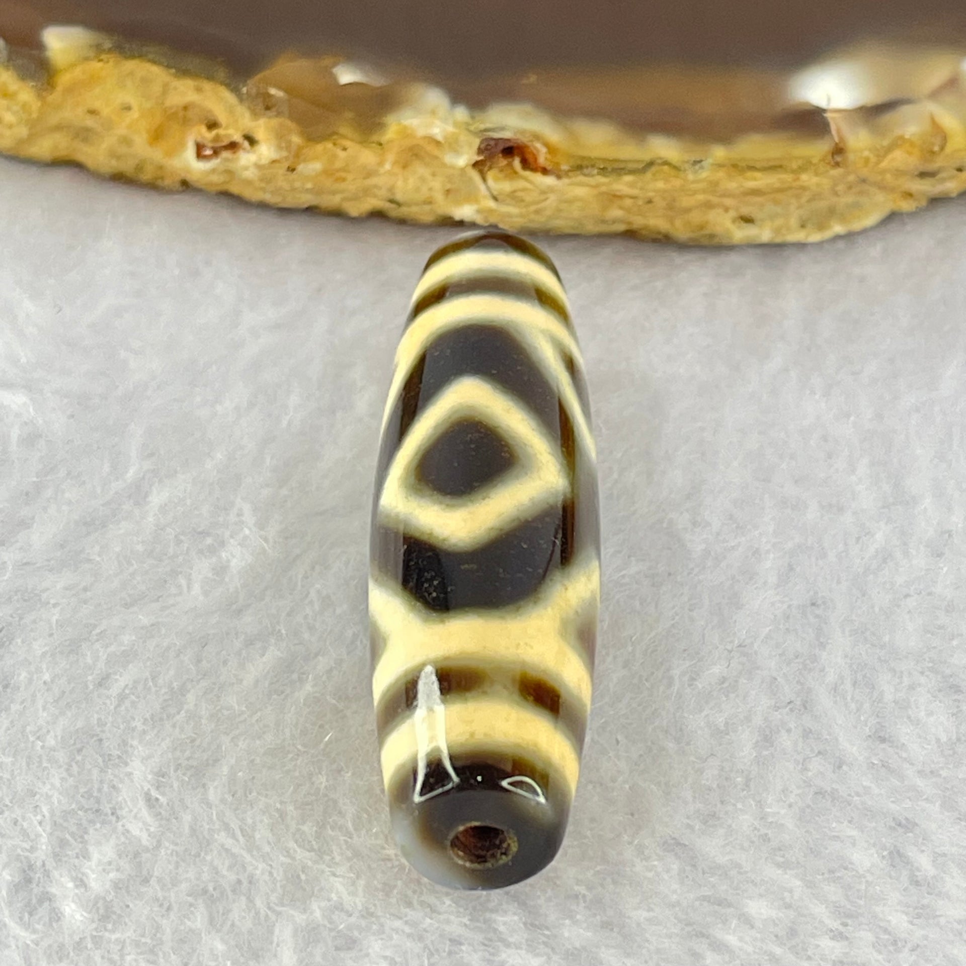 Natural Powerful Tibetan Old Oily Agate 2-Eye Vajra Dzi Bead Heavenly Master (Tian Zhu) 二眼天珠 7.43g 38.5 by 11.3mm - Huangs Jadeite and Jewelry Pte Ltd