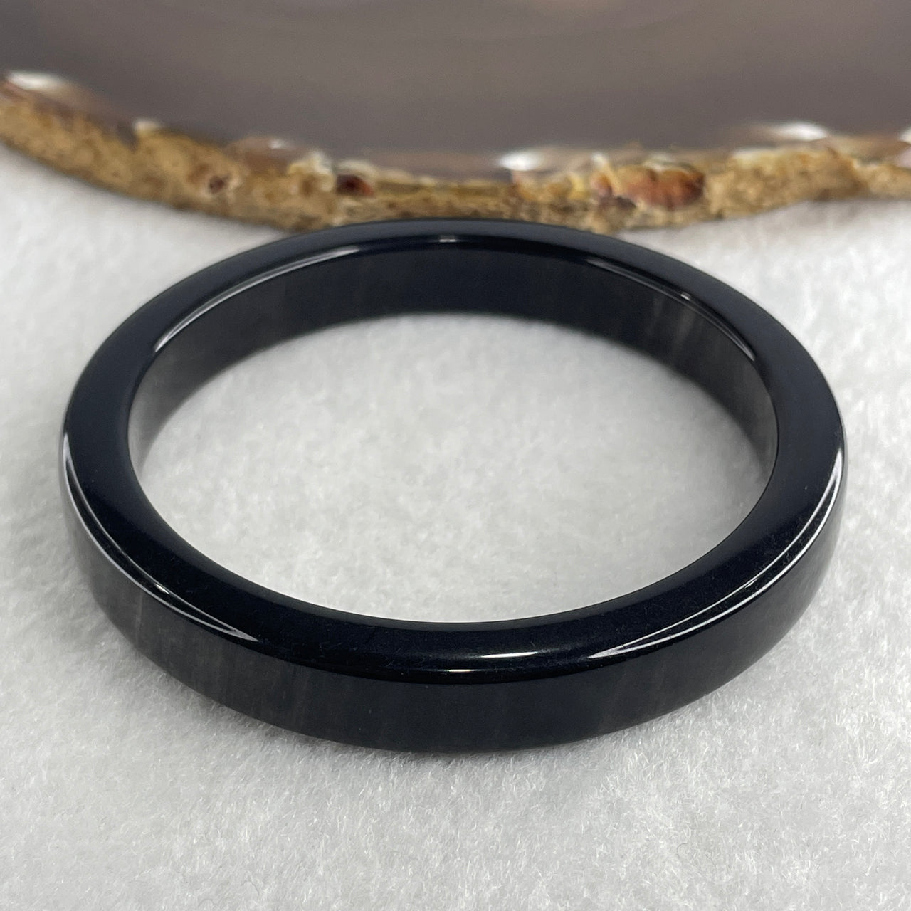 Natural Cats Eye Black Obsidian Bangle 29.46g Inner Diameter 57.7mm 9.8 by 7.2mm (Perfect)