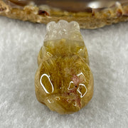 Natural Golden Rutilated Quartz Pixiu Charm 14.72g 35.0 by 18.1 by 14.6mm - Huangs Jadeite and Jewelry Pte Ltd