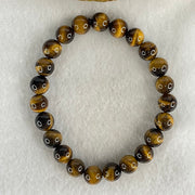 Natural Yellow Tiger's Eye Quartz Beads Bracelet 18.38g 16cm 8.4mm 23 Beads - Huangs Jadeite and Jewelry Pte Ltd
