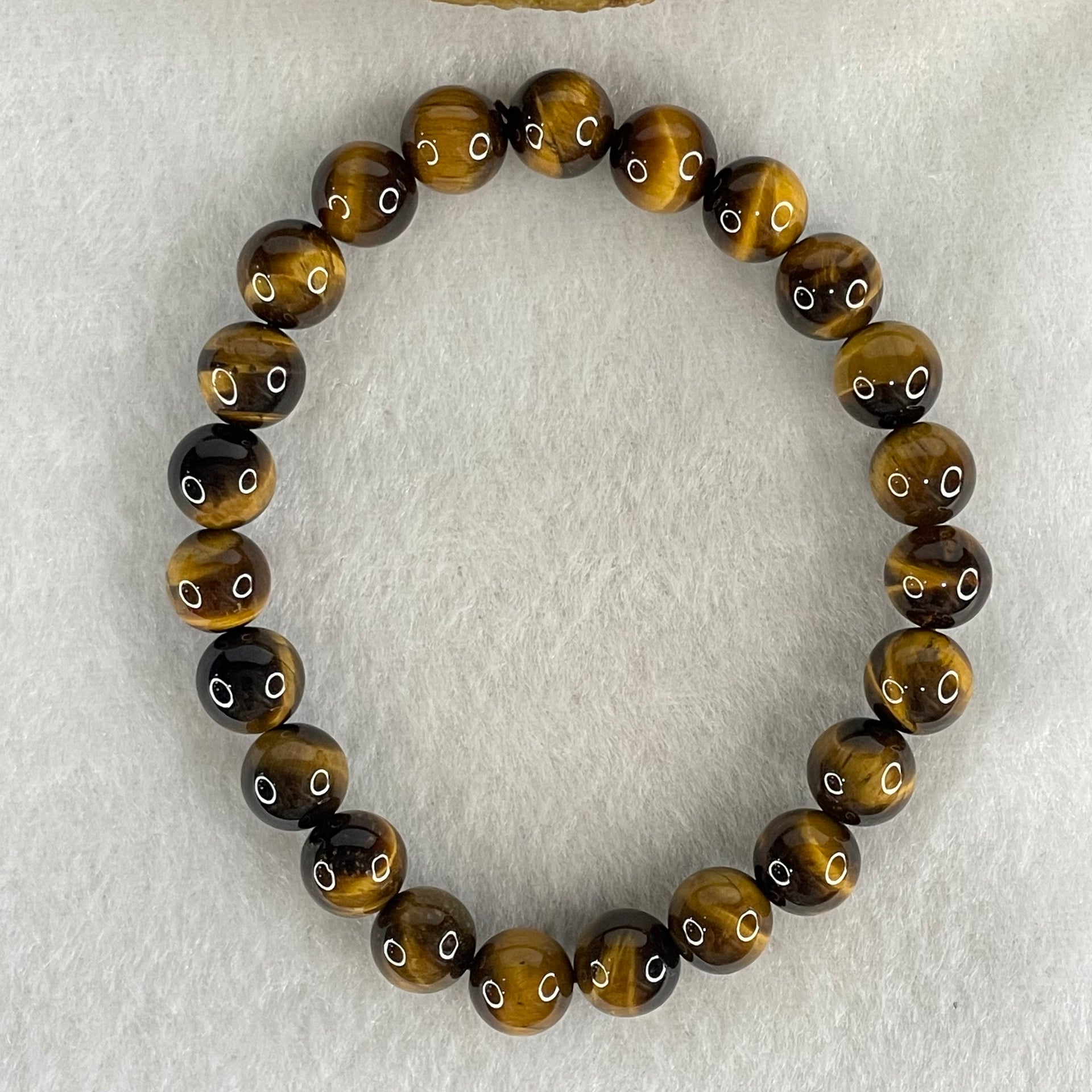 Natural Yellow Tiger's Eye Quartz Beads Bracelet 18.38g 16cm 8.4mm 23 Beads - Huangs Jadeite and Jewelry Pte Ltd
