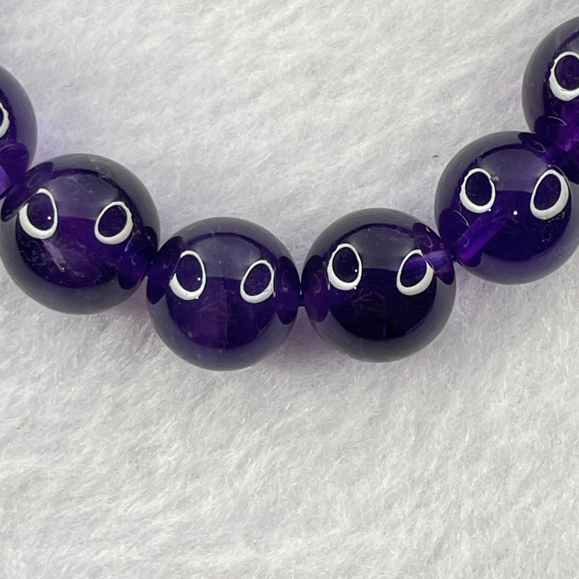 Good Grade Natural Amethyst Bracelet 39.64g 18cm 12.1mm 18 Beads - Huangs Jadeite and Jewelry Pte Ltd