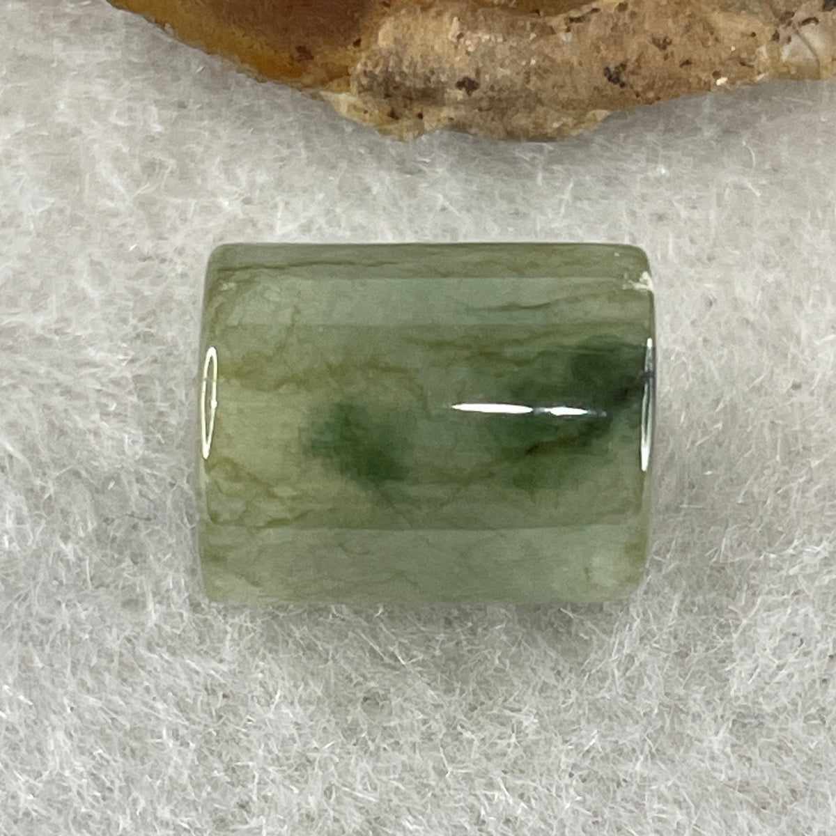 Natural Type A Brownish Green & Green Jadeite Lu Lu Tong Charm Pendant | Cylinder Smooth Fortune & Career (2.57g | 11.7 x 9.6mm | External Rough) - Huangs Jadeite and Jewelry Pte Ltd