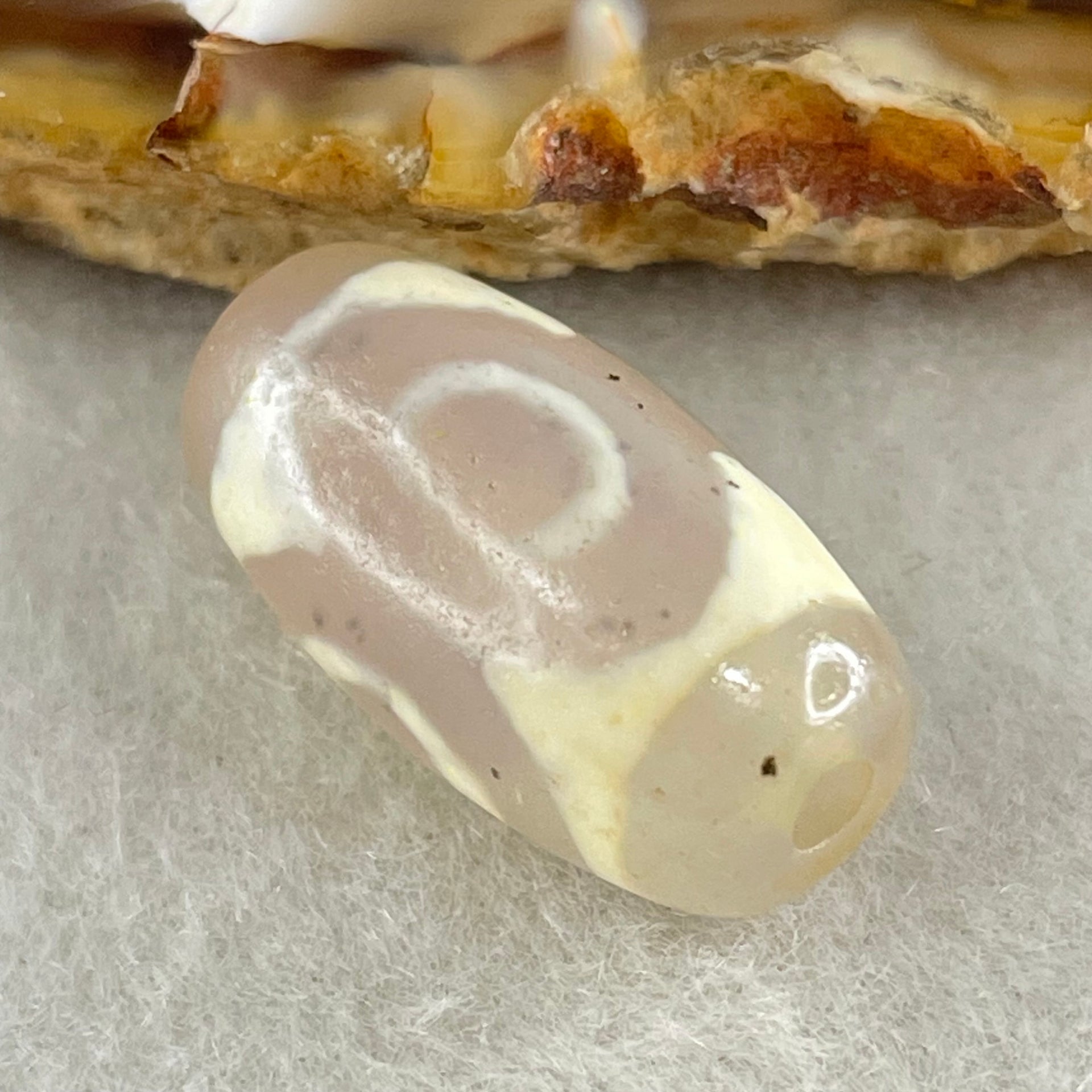 Natural Powerful Tibetan Old Oily Agate 3 Eyes Dzi Bead Heavenly Master (Tian Zhu) 三眼天诛 3.23g 20.0 by 10.5mm - Huangs Jadeite and Jewelry Pte Ltd