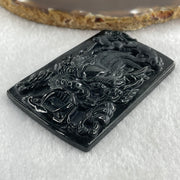 Type A Opaque to Partial Translucent Black Omphacite Jadeite Dragon with pixiu Pendant 45.42g 66.0 by 45.5 by 9.2mm - Huangs Jadeite and Jewelry Pte Ltd