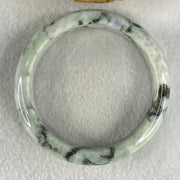 Type A Light Green with Green piao Hua Floral Jadeite Bangle 56.08g Inner Diameter 55.1mm 13.9 by 8.9mm (Internal Line) - Huangs Jadeite and Jewelry Pte Ltd