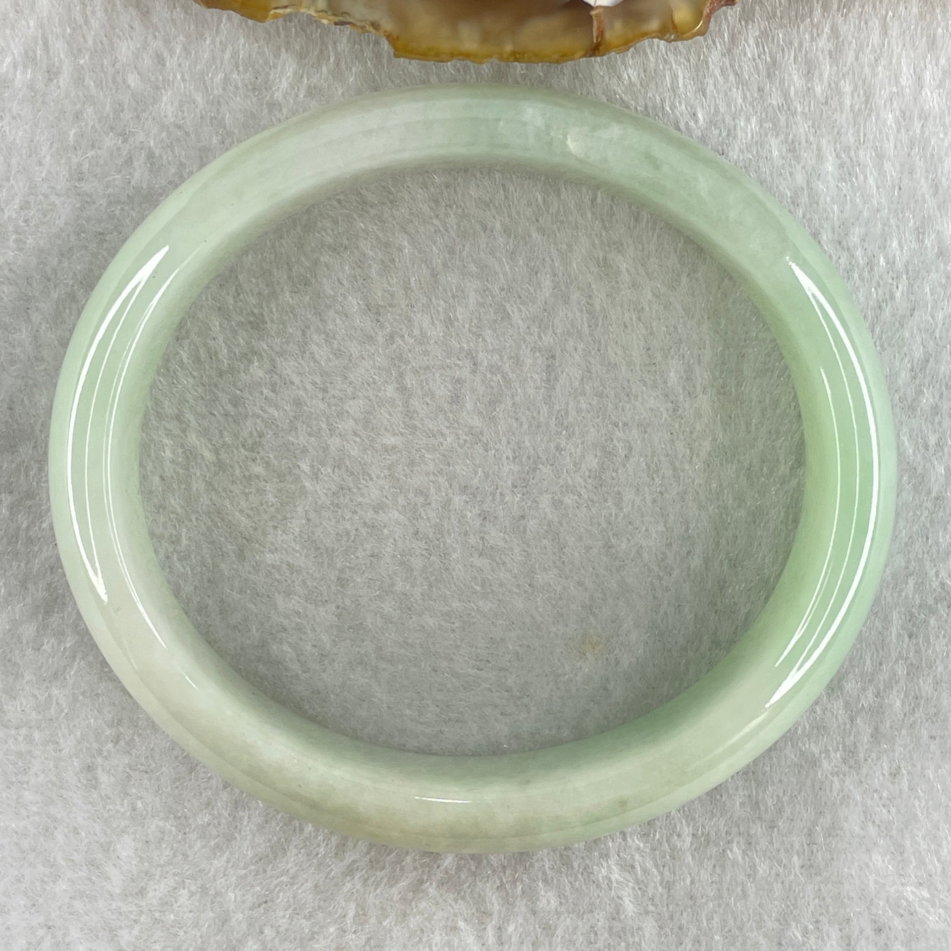 Natural Type A Light Green with White and Yellow Jadeite Oval Bangle 36.02g Inner Diameter 52.1mm 12.7 by 6.2mm (Close to Perfect) - Huangs Jadeite and Jewelry Pte Ltd