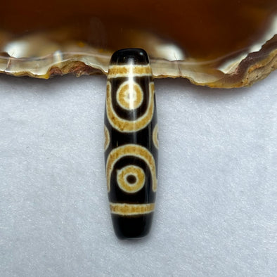 Natural Powerful Tibetan Old Oily Agate 6 Eyes Dzi Bead Heavenly Master (Tian Zhu) 六眼天诛 7.57g 39.5 by 11.5mm - Huangs Jadeite and Jewelry Pte Ltd