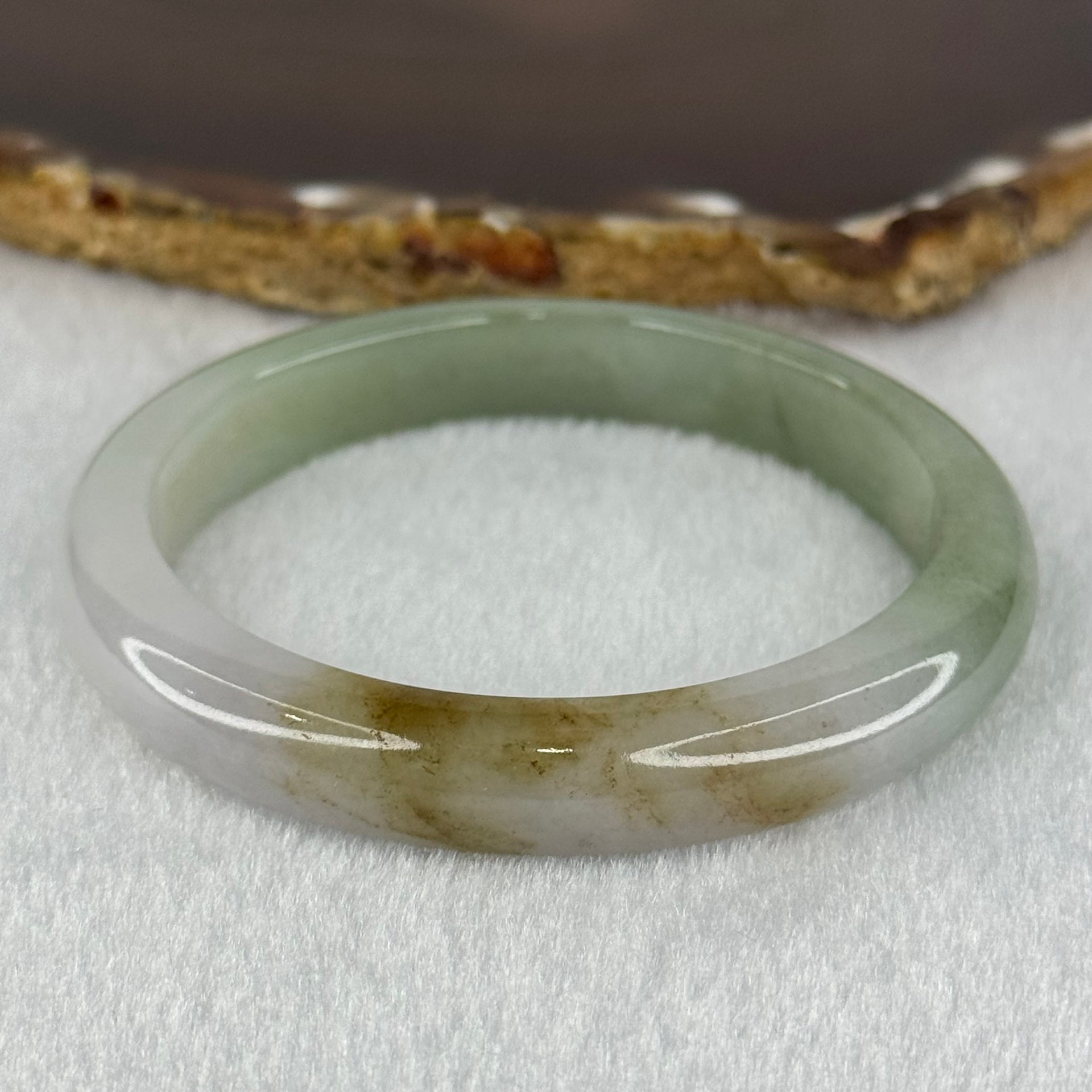 Type A Green and Lavender with Yellowish Brown Patch Bangle 42.15g 10.2 by 7.4 mm Internal Diameter 55.3 mm (Slight Internal Lines) - Huangs Jadeite and Jewelry Pte Ltd