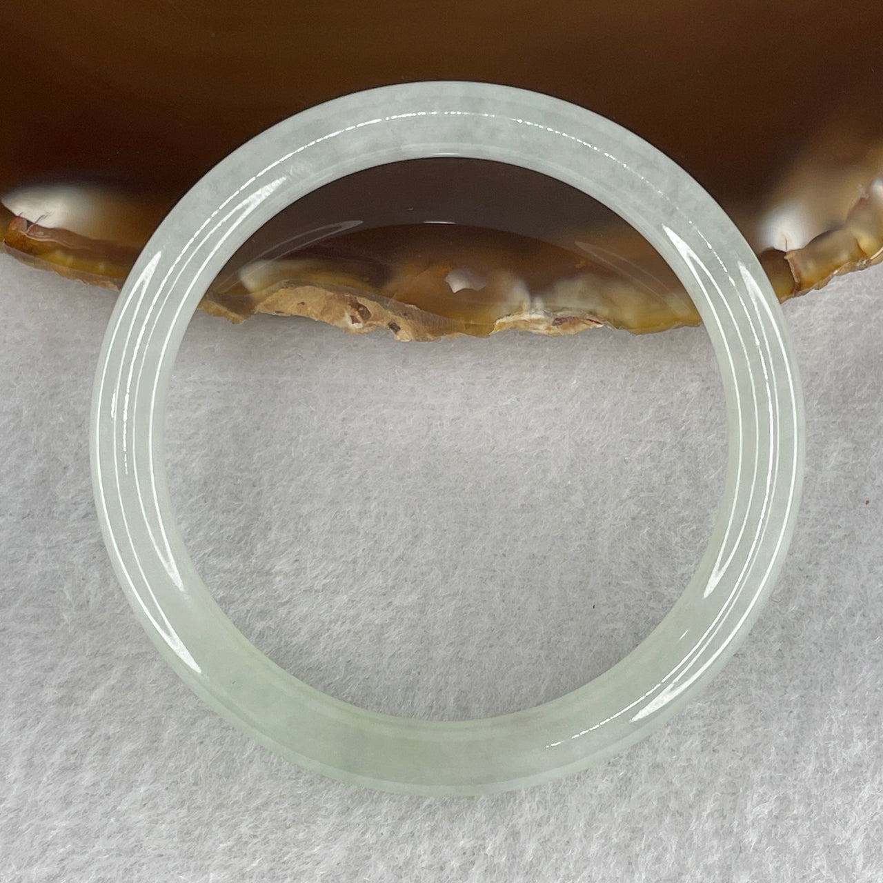 43.7mm Genuine Type A Jadeite Baby Bangle - Semi Icy Faint Green Faint Lavender Natural Jadeite Jewelry - 14.94g Certified Untreated Large Jade Bracelet 5.6x5.9mm (Perfect)