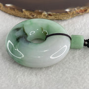 Natural Type A Green with Emerald Green and Lavender Piao Hua Jadeite Donut Pendant 91.56g 54.8 by 14.0mm - Huangs Jadeite and Jewelry Pte Ltd