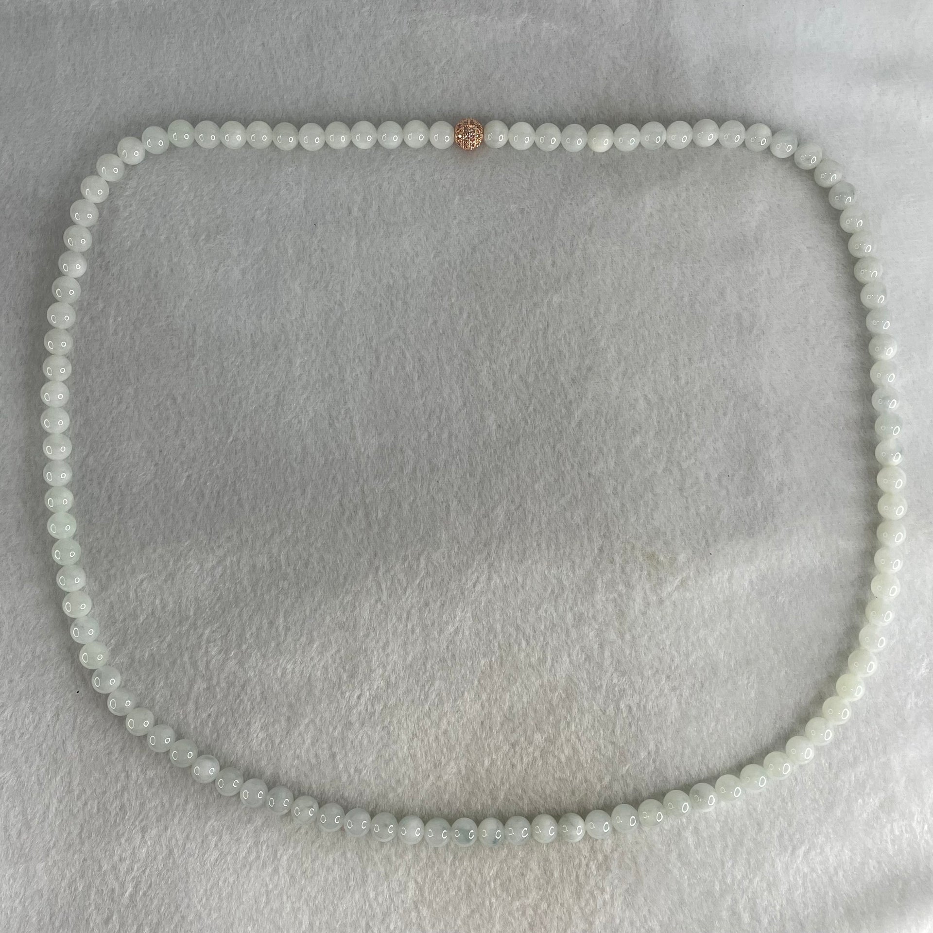 Type A White to Faint Blue Jadeite Beads Necklace 60.62g 66cm 7.0mm 98 Beads - Huangs Jadeite and Jewelry Pte Ltd