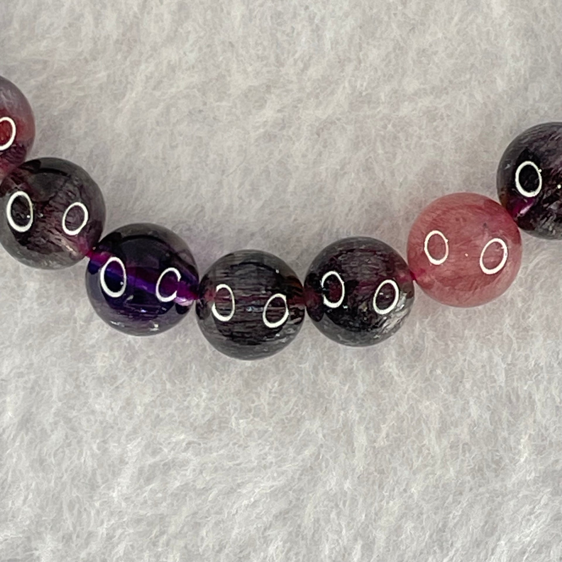 Good Grade Blackcurrant Super 7 Beads Bracelet 18.43g 16.5cm 8.4mm 24 Beads - Huangs Jadeite and Jewelry Pte Ltd