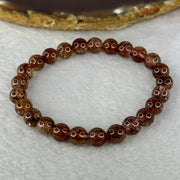 Natural Copper Rutilated Quartz Beads Bracelet 天然銅髮晶手镯 16.01g 16cm 7.9mm 25 Beads - Huangs Jadeite and Jewelry Pte Ltd