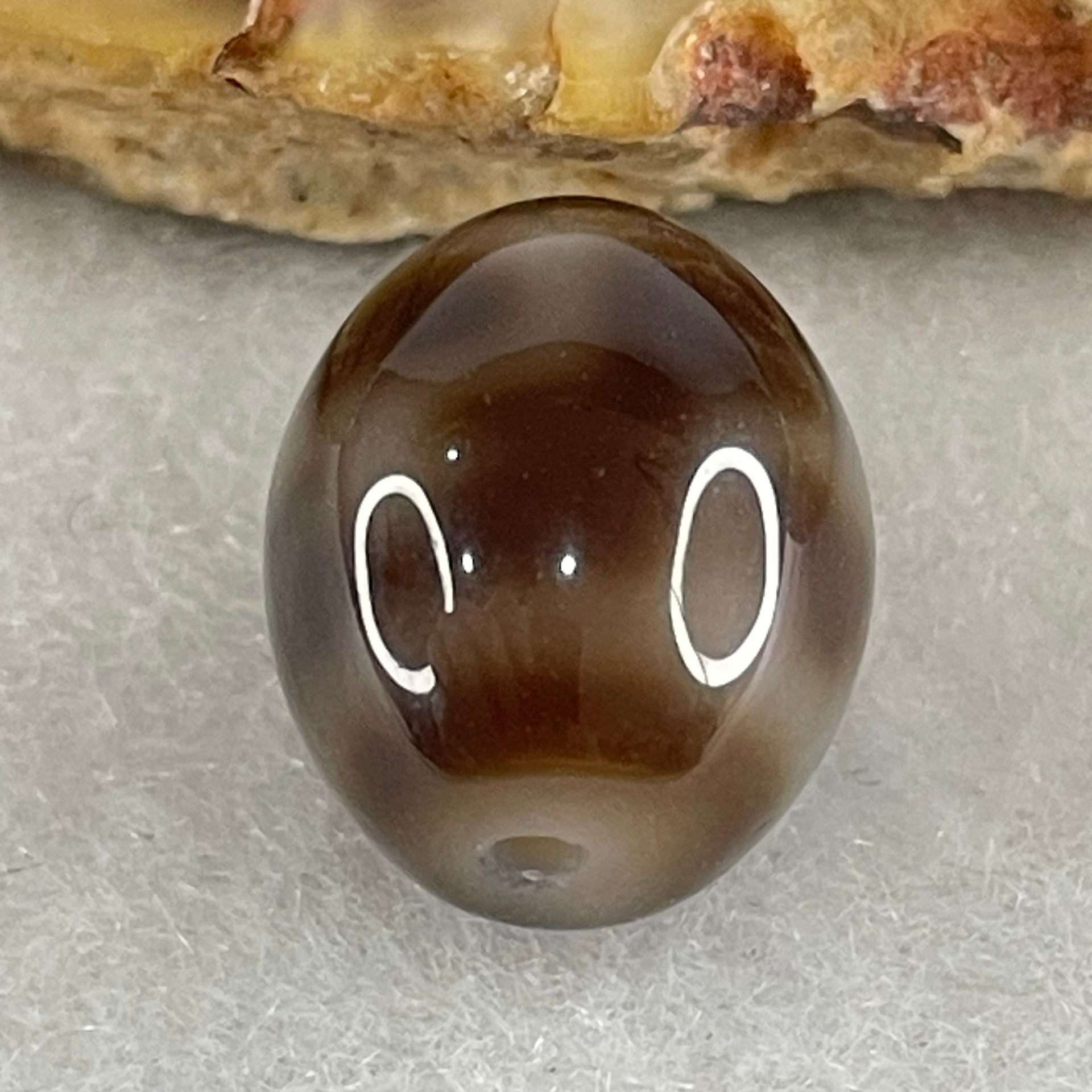 Natural Powerful Tibetan Old Oily Agate 4 Nectar Vessel Dzi Bead Heavenly Master (Tian Zhu) 花蜜容器天珠 2.83g 14.0 by 12.0mm - Huangs Jadeite and Jewelry Pte Ltd