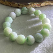 Type A Light Green with Light Lavender with Blueish Green Piao Huan Jadeite Beads Bracelet 47.41g 15cm 12.1mm 16 Beads - Huangs Jadeite and Jewelry Pte Ltd