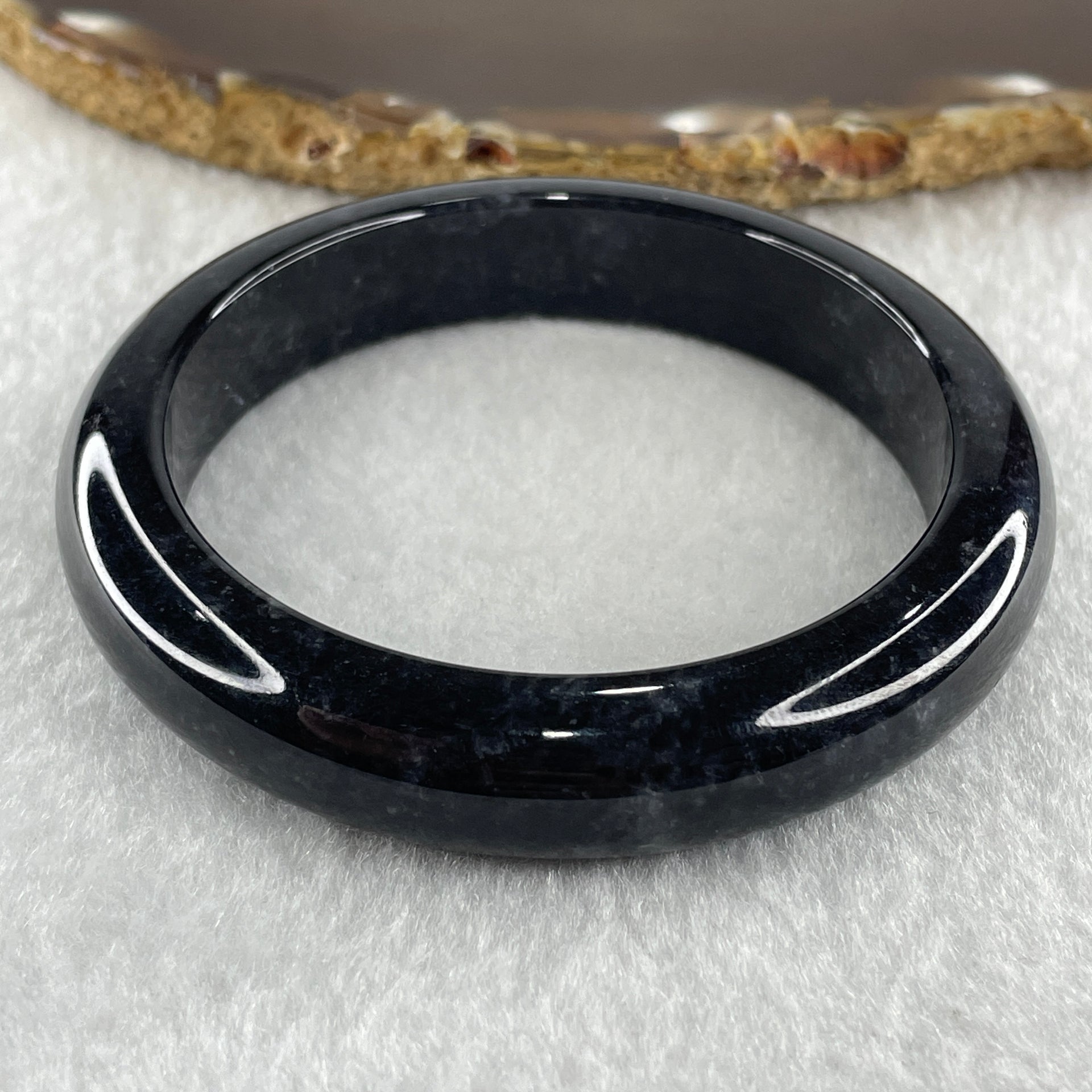 Type A Opaque Wuji Black Jadeite Bangle 60.74g  Internal Diameter 57.6mm 12.8 by 8.7mm - Huangs Jadeite and Jewelry Pte Ltd