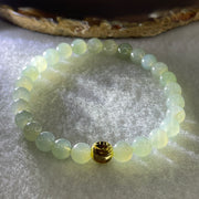 Natural Type A Semi Icy Light Green Jadeite Beads Bracelet | (16.95g | 16.5cm | 7.0mm x 27 Beads | Heart Chakra Radiance, "Ping An" Smooth Luck & Feng Shui Prosperity Catalyst) - Huangs Jadeite and Jewelry Pte Ltd