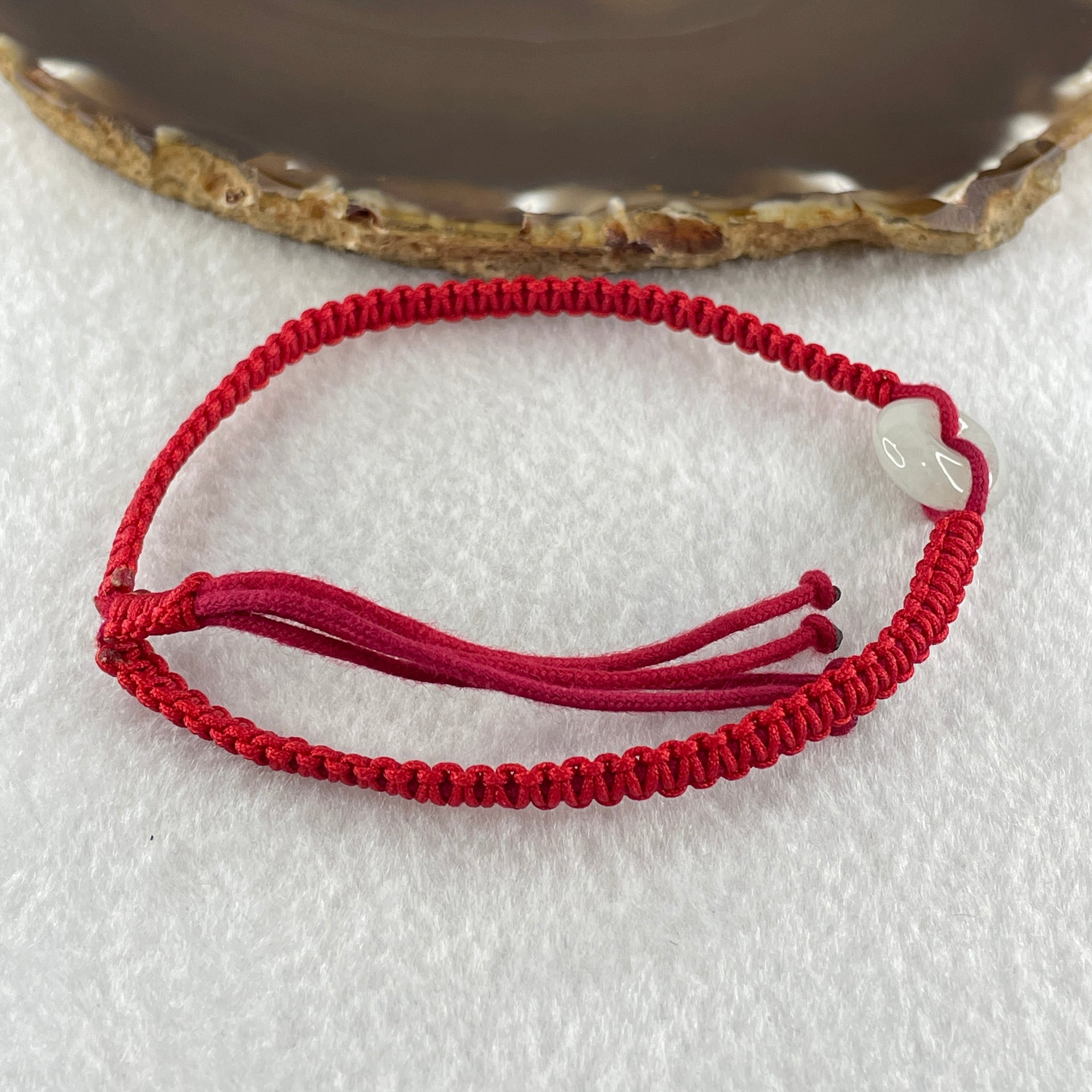 Type A Natural White Jadeite Ping An Kou Donut In String Bracelet4.18g 14.4 by 5.8mm - Huangs Jadeite and Jewelry Pte Ltd