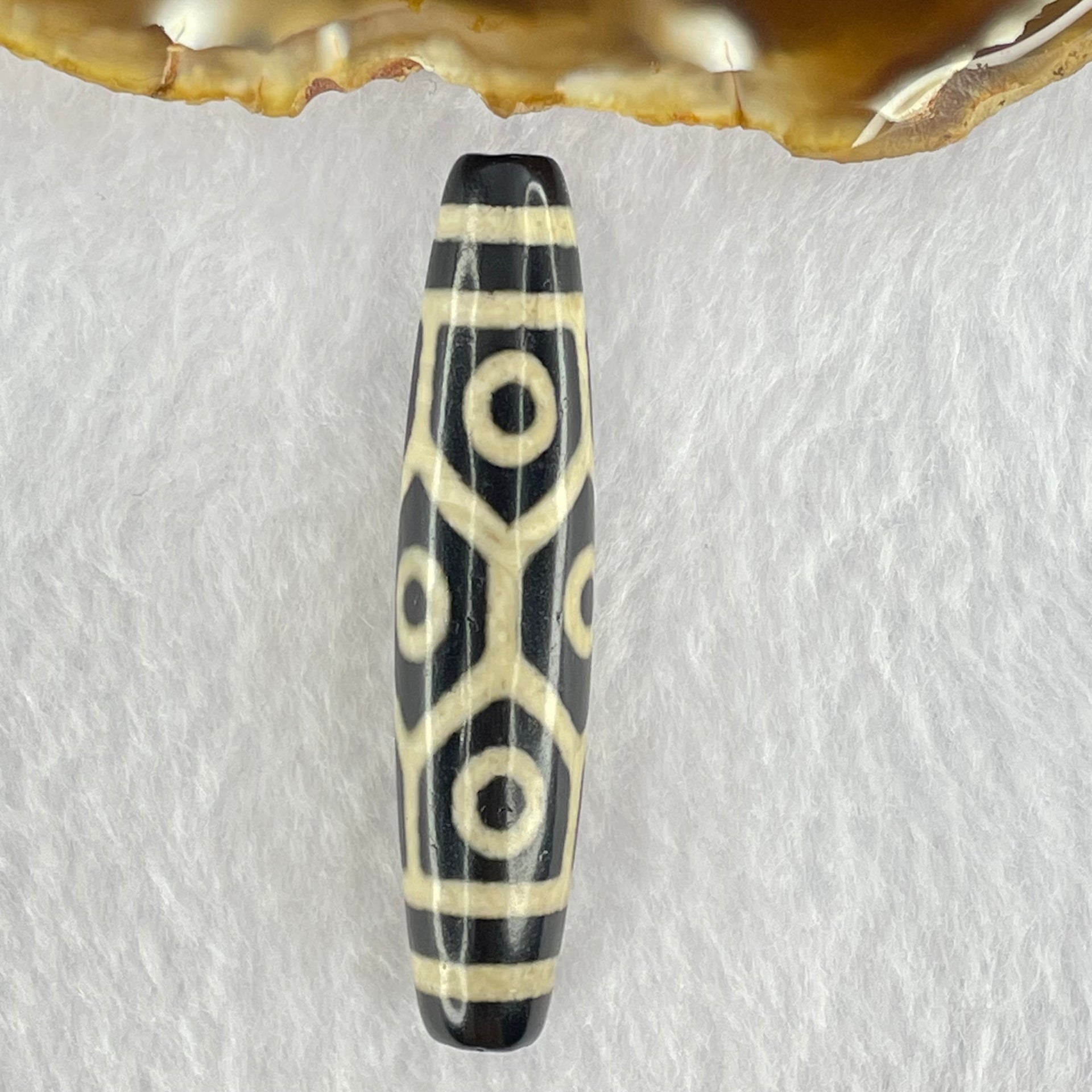 Natural Powerful Tibetan Old Oily Agate 9 Eyes Dzi Bead Heavenly Master (Tian Zhu) 九眼天诛 13.91g 57.4 by 12.8mm - Huangs Jadeite and Jewelry Pte Ltd