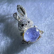 Rare Natural Blue Dumortierite Rutilated Quartz in S925 Sliver Rabbit Pendant 2.48g 9.0g 7.4 by 5.0mm - Huangs Jadeite and Jewelry Pte Ltd