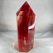 Cherry Quartz Tower with Wooden Stand Display 2446.6g 84.6 by 81.5 by 240.0mm - Huangs Jadeite and Jewelry Pte Ltd