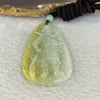 Type A Semi Icy Yellow Green and Light Lavender Jadeite Guan Gong Pendent 22.23g 61.8 by 34.3 by 7.0 mm - Huangs Jadeite and Jewelry Pte Ltd