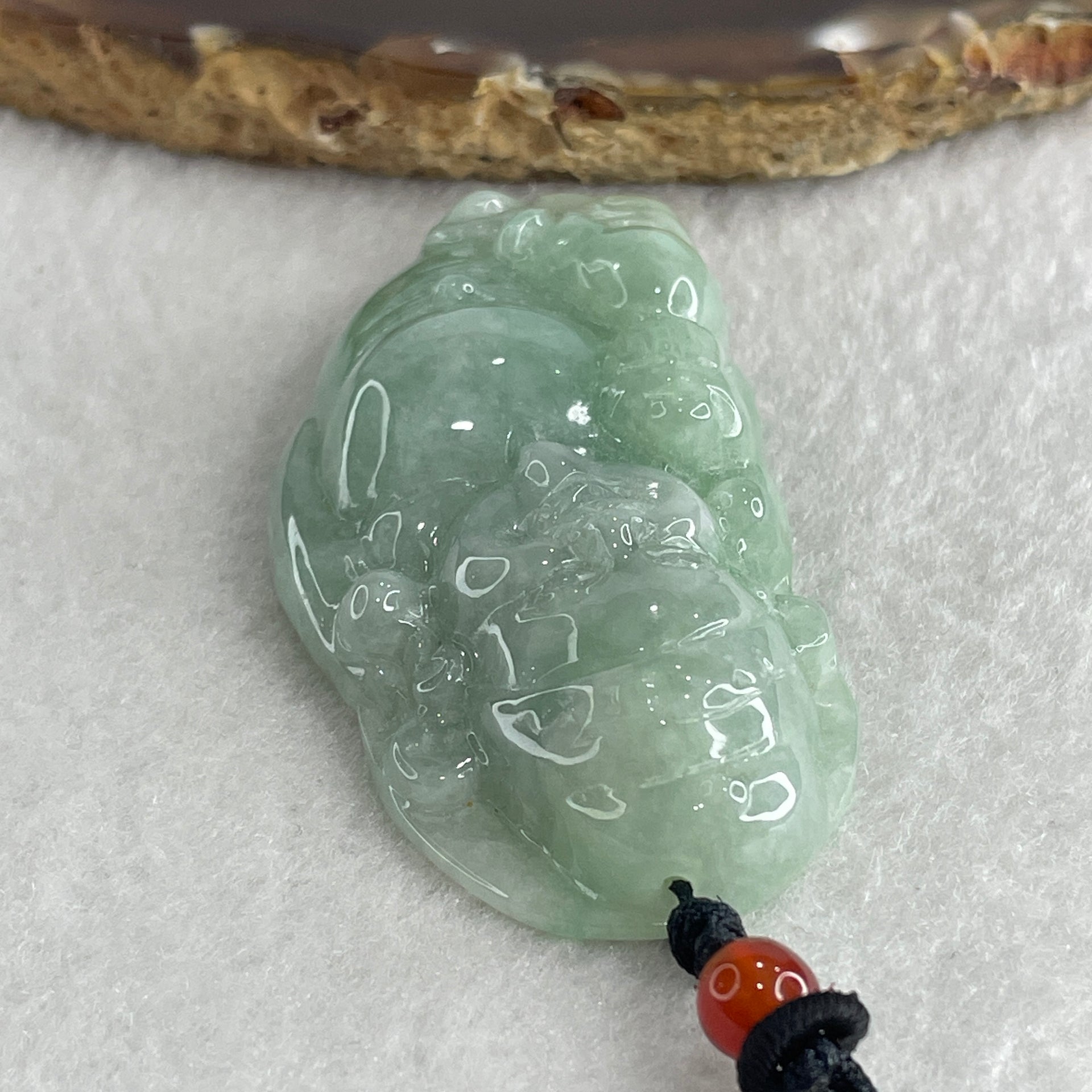 Natural Type A Green Jadeite Cai Shen Ye God of Fortune Pendant 40.74g 61.2 by 30.7 by 11.8mm - Huangs Jadeite and Jewelry Pte Ltd