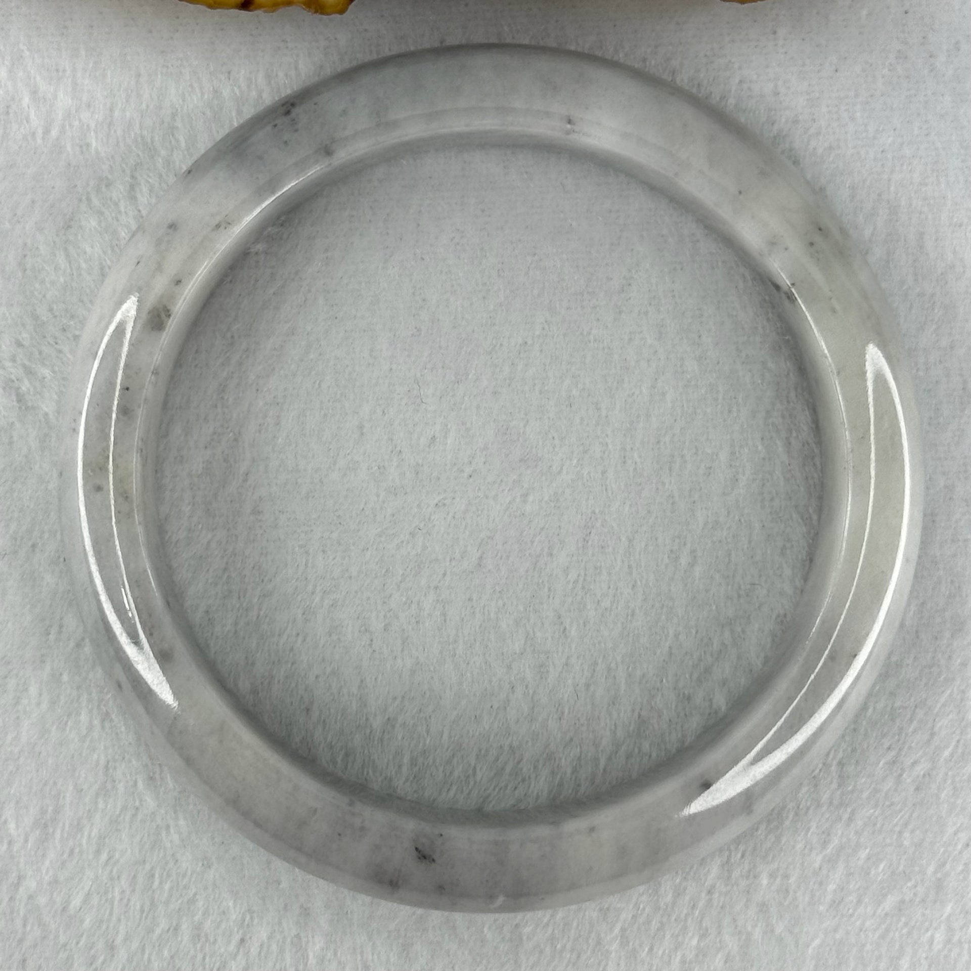 Type A Faint Green Grey Wuji Piao Hua Jadeite Bangle Internal Diameter 58.8mm 68.72g 14.6 by 8.8mm (Very Slight Internal Lines) - Huangs Jadeite and Jewelry Pte Ltd
