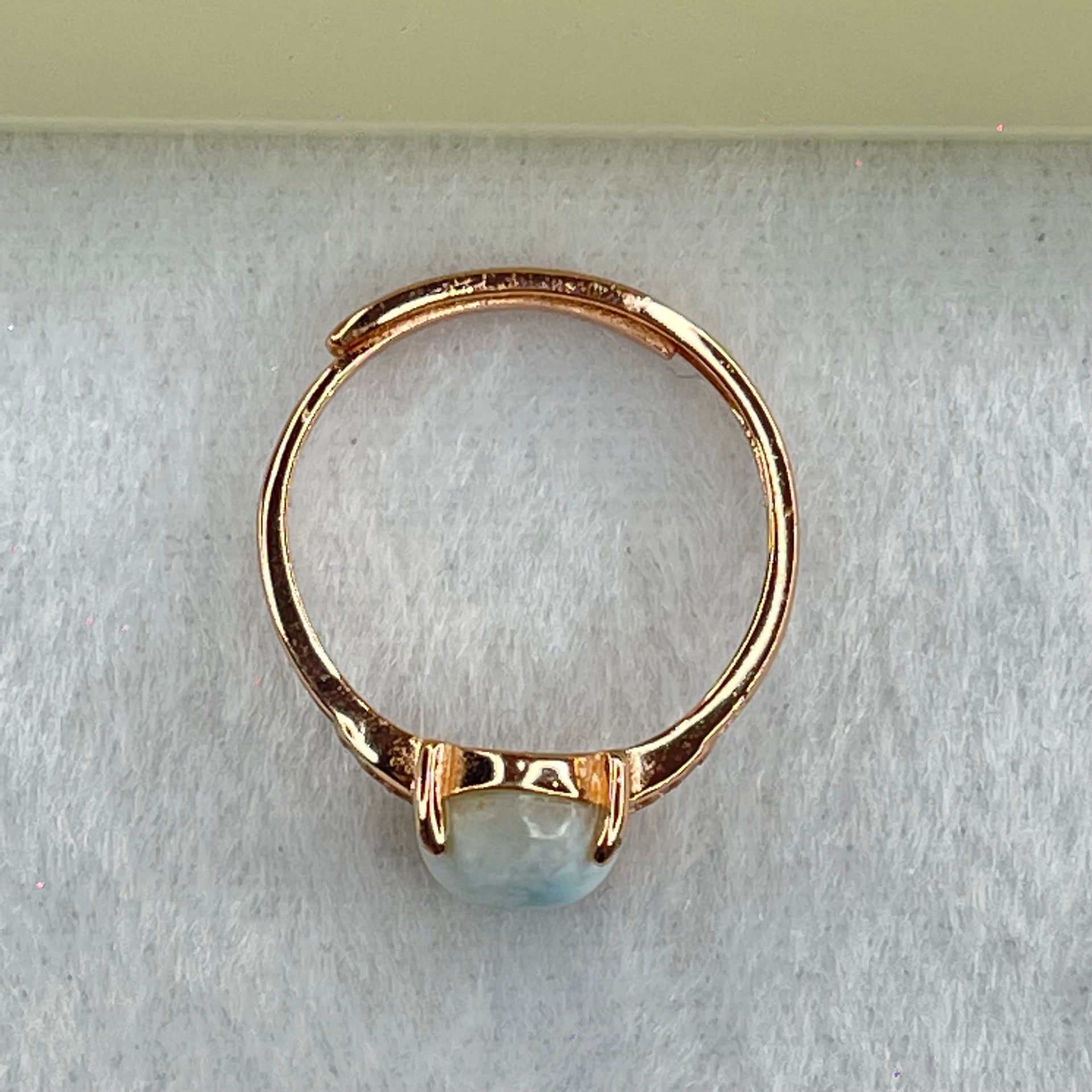 Natural Larimar in S925 Silver Rose Gold Color Ring (Adjustable Size) 2.09g 9.6 by 7.5 by 4.0mm - Huangs Jadeite and Jewelry Pte Ltd
