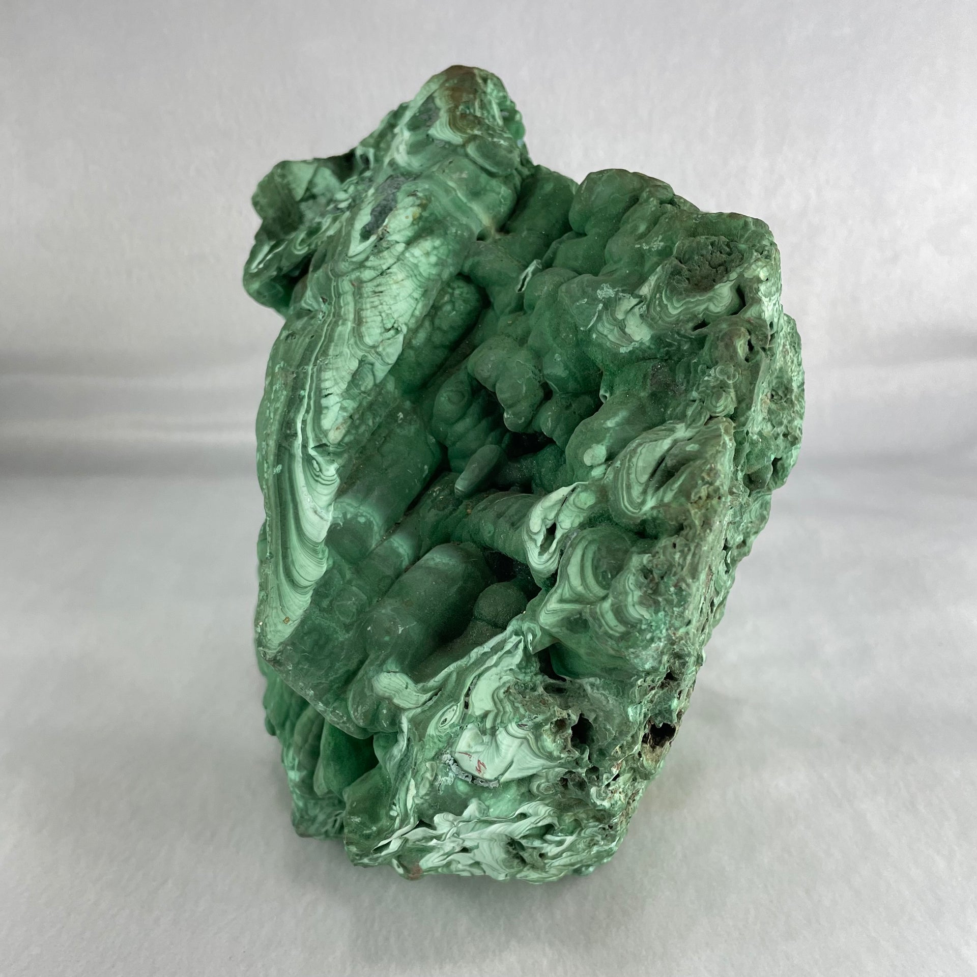 Natural Malachite with Wooden Stand Display 6,768.1g 210.0 by 150.0 by 200.0mm - Huangs Jadeite and Jewelry Pte Ltd