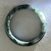 Type A Deep Lavender and Dark Green Piao Hua Jadeite Bangle 69.66g Internal Diameter 57.8mm 13.4 by 9.2mm (Very Slight External Rough) - Huangs Jadeite and Jewelry Pte Ltd