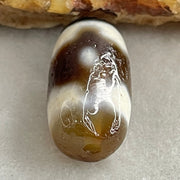 Natural Powerful Tibetan Old Oily Agate 3 Eyes Dzi Bead Heavenly Master (Tian Zhu) 三眼天诛 3.29g 19.3 by 10.5mm - Huangs Jadeite and Jewelry Pte Ltd